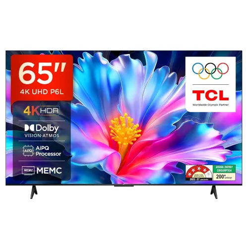 TCL 164 cm (65 inches) 4K Ultra HD Smart LED Google TV | 4K HDR | 120Hz DLG | Dolby Vision & Atmos | Game Master | 65P6L TCL 164 cm (65 inches) 4K Ultra HD Smart LED Google TV | 4K HDR | 120Hz DLG | Dolby Vision & Atmos | Game Master | 65P6L