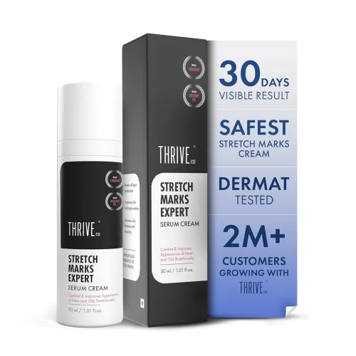 ThriveCo Stretch Marks Expert Serum Cream | Clinically Proven Treatment for New red & Old white Stretch Marks & Scars Removal | Infused with Collarev®, Striover™, Rosehip Oil | Women & Men (Stretch Marks 30ML) ThriveCo Stretch Marks Expert Serum Cream | Clinically Proven Treatment for New red & Old white Stretch Marks & Scars Removal | Infused with Collarev®, Striover™, Rosehip Oil | Women & Men (Stretch Marks 30ML)