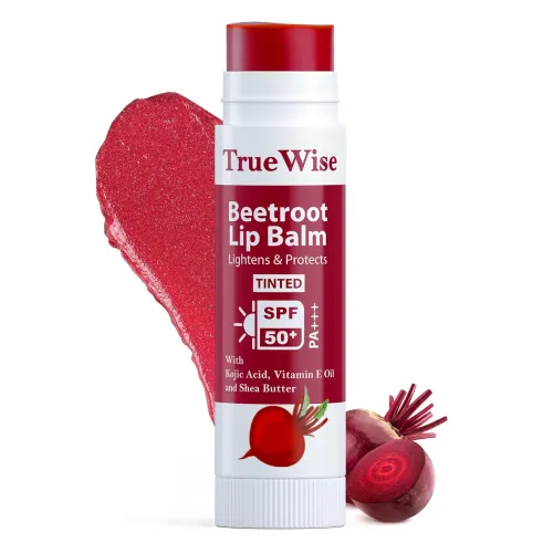 Tinted Lip Balm with SPF 50 PA+++ Brightening Beetroot Lip Balm For Dark Lips With Kojic Acid,Vitamin E, Soft, Glossy Lips- SPF lip balm for Women 5g Tinted Lip Balm with SPF 50 PA+++ Brightening Beetroot Lip Balm For Dark Lips With Kojic Acid,Vitamin E, Soft, Glossy Lips- SPF lip balm for Women 5g