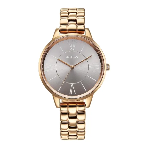 Titan Neo Quartz Analog Grey Dial Rose Gold Metal Strap Watch for Women Titan Neo Quartz Analog Grey Dial Rose Gold Metal Strap Watch for Women