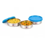 TOSAA Stainless Steel Sigma Container Small – 825 ml (Pack of 3) | Airtight & Leakproof Lid |Compact & Travel-Friendly | Easy to Carry | Perfect for Office, School & Home Use