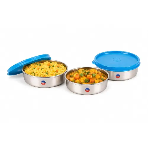 TOSAA Stainless Steel Sigma Container Small – 825 ml (Pack of 3) | Airtight & Leakproof Lid |Compact & Travel-Friendly | Easy to Carry | Perfect for Office, School & Home Use TOSAA Stainless Steel Sigma Container Small – 825 ml (Pack of 3) | Airtight & Leakproof Lid |Compact & Travel-Friendly | Easy to Carry | Perfect for Office, School & Home Use