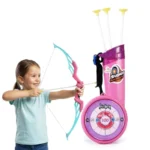 Toyshine Big Size Archery Bow and Arrow Set for Kids with Target |Quiver & 3 Suction Cup Arrows – Outdoor Shooting Game Toy for Boys & Girls | Safe Aim Practice & Skill Development Toy -Pink
