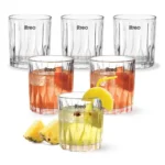 Treo by Milton Linea Juice Tumbler I Premium Glass Set of 6 for Water, Cold Drink I Perfect for Home, Restaurants and Parties, 230 ml