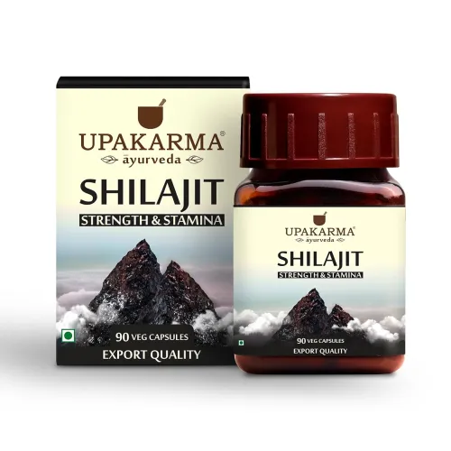 UPAKARMA Shilajit | Pure Extract Based (300 mg), Natural Strength & Stamina Booster |Lab Tested, R&D Backed 90 Veg Capsules- Pack of 1 UPAKARMA Shilajit | Pure Extract Based (300 mg), Natural Strength & Stamina Booster |Lab Tested, R&D Backed 90 Veg Capsules- Pack of 1