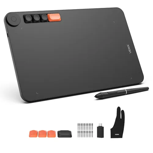 VEIKK Voila L Graphics Pen Tablet 10×6 Inch Drawing Tablet with 4 Customized Keyboard Keys, with P05 Battery-Free Pen, Compatible with Windows/Mac/Linux/Android OS