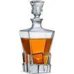Vilon Whiskey Decanter with Glass Stopper, Crystal Glass Liquor Decanter for Alcohol, Wine, Scotch, Brandy, Vodka or Bourbon decanters | 850 ML | Clear (Stone Decanter)