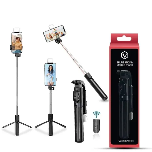 Virtutron Extendable Bluetooth Selfie Stick Tripod | Rechargeable Fill Light & 360° Rotation | Compatible with iPhone & Android Phones for Vlogging & Photography (1 Meter) – Black Virtutron Extendable Bluetooth Selfie Stick Tripod | Rechargeable Fill Light & 360° Rotation | Compatible with iPhone & Android Phones for Vlogging & Photography (1 Meter) – Black