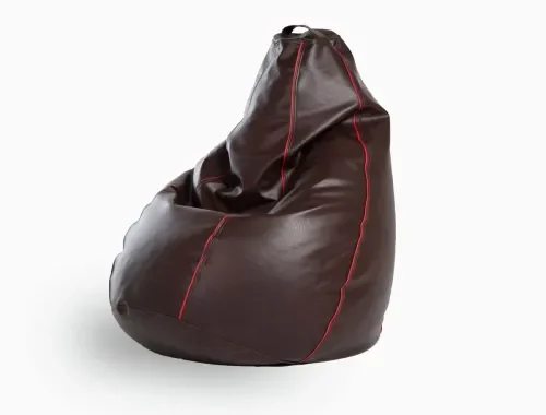 Wakefit Bean Bag Cover XXL | 3 Months Warranty | Leatherette Bean Bag Without Beans | Dark Fantacy with Red Piping