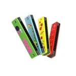 Wooden Harmonica Colorful Kids Musical Instruments Toys Children Cartoon Pattern Wood Mouth Organ Random Color and Design (Pack of 1)