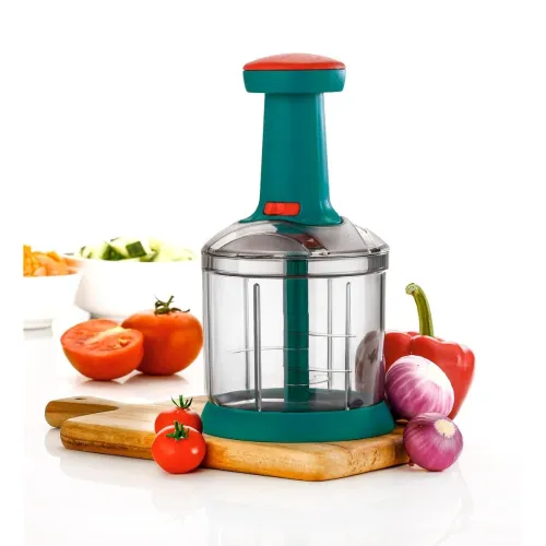 Xmart India Manual Push Chopper, 1000ML, 5 Stainless Steel Blades, Multicolor, Kitchen Essentials Xmart India Manual Push Chopper, 1000ML, 5 Stainless Steel Blades, Multicolor, Kitchen Essentials