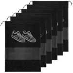 Xmart India Shoe Bags for Travel – Non-Woven Storage Organizers with Transparent Window –Travel Organizer Pouch – Bag for Travelling – Durable Shoe Pouch for Gym, Travel & Storage Set of 12(Black)