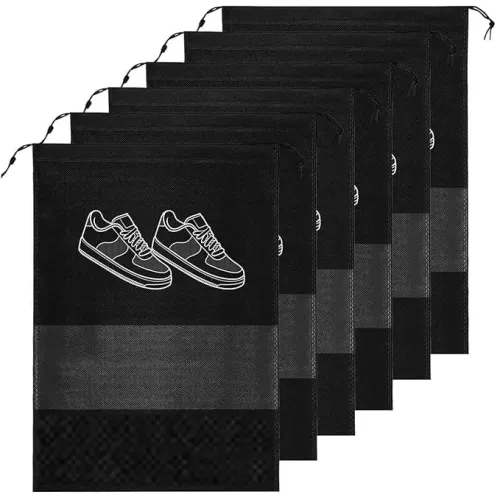 Xmart India Shoe Bags for Travel – Non-Woven Storage Organizers with Transparent Window –Travel Organizer Pouch – Bag for Travelling – Durable Shoe Pouch for Gym, Travel & Storage Set of 12(Black) Xmart India Shoe Bags for Travel – Non-Woven Storage Organizers with Transparent Window –Travel Organizer Pouch – Bag for Travelling – Durable Shoe Pouch for Gym, Travel & Storage Set of 12(Black)