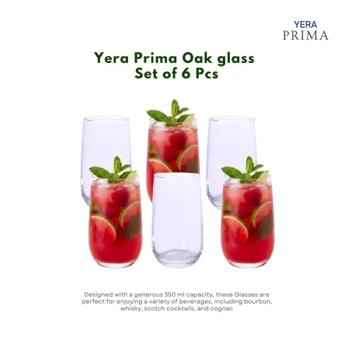 Yera Prima Aqua Water/Juice/Cocktail Glass- 335 ml Each -Set of 6 pcs Yera Prima Aqua Water/Juice/Cocktail Glass- 335 ml Each -Set of 6 pcs