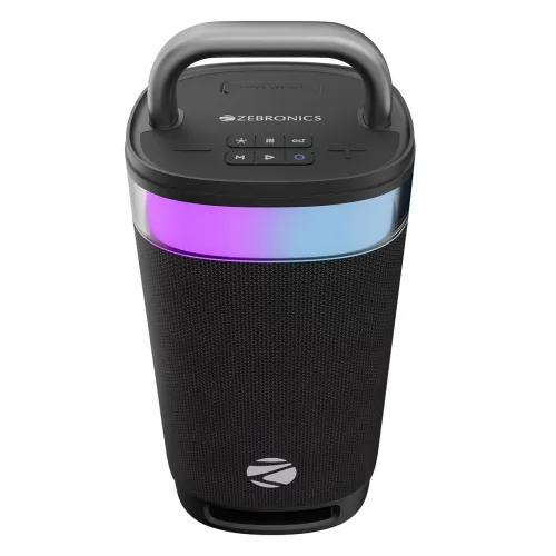 Zebronics Wireless Bluetooth Party Speaker, 100W, Upto 5Hrs Playback, 4X 6.9cm Drivers, Passive Radiator, TWS, USB, AUX, 3 EQ Modes, IPX5 Water Resistant, RGB, Built-in Powerbank (Axon 500) Zebronics Wireless Bluetooth Party Speaker, 100W, Upto 5Hrs Playback, 4X 6.9cm Drivers, Passive Radiator, TWS, USB, AUX, 3 EQ Modes, IPX5 Water Resistant, RGB, Built-in Powerbank (Axon 500)
