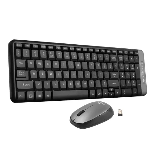 ZEBRONICS Companion 104 2.4GHz Wireless Keyboard & Mouse Combo, 100 Keys, Laser Printed Keycaps, Integrated Multimedia Keys, 3 Button Mouse, 1200 DPI, High Precision, Advanced Optical Sensor (Grey) ZEBRONICS Companion 104 2.4GHz Wireless Keyboard & Mouse Combo, 100 Keys, Laser Printed Keycaps, Integrated Multimedia Keys, 3 Button Mouse, 1200 DPI, High Precision, Advanced Optical Sensor (Grey)