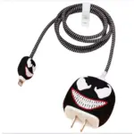 Cartoon 3D Design Protective Case for 18W 20W iPhone 14 13 12 11 Pro Max Fast Charging Cable Adapter Charger,Cute Cartoon Lightning Data Cable Case for iPhone (Venom),Multicolour