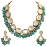 LUCKY JEWELLERY Back Meenakari 18k Gold Plated Earring Combo Jewellery Set Uncut Kundan Big Faux Kundan Dibbi Kundan Choker Necklace Set for Girl’s & Women