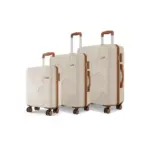 Safari Pentagon Pro 8 Wheels Set of 3, (Cabin + Medium + Large) Trolley Bag, Hard Case Polypropylene, 360º Wheeling Luggage, Suitcase for Travel, Trolley Bags for Travel, Luxury Beige