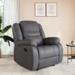 Amazon Brand – Solimo Restora | Single Seater Sofa Recliner | Manual Recliner (Velvet_Brown)